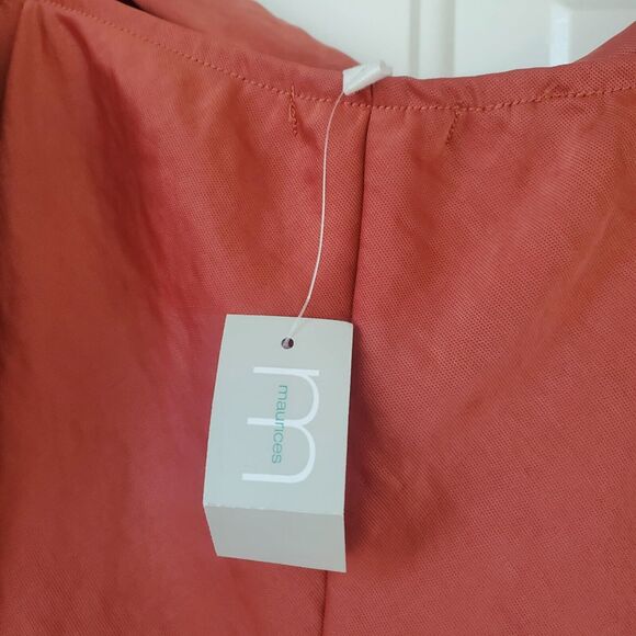 NWT Maurices Copper Drape Neck Mini Dress Waist Tie Spaghetti Women's Size Large - Picture 8 of 8